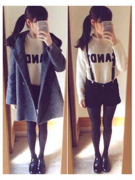「ロゴニット」｜「アイテム（その他シューズ）」を使った、hoさん（レディース・161cm）の冬コーディネート