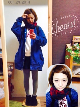 「used mix」｜「アイテム（デニムジャケット）」を使った、Natsumiさん（レディース・152cm）の秋コーディネート