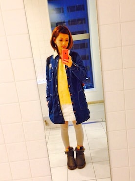 「青×白」｜「アイテム（オールインワン・サロペット）」を使った、Natsumiさん（レディース・152cm）の秋コーディネート
