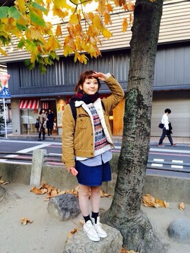 「Lee（リー）のアイテム（その他アウター）」を使った、Natsumiさん（レディース・152cm）の秋コーディネート