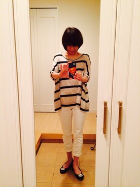 「Spick & Span（スピックアンドスパン）のアイテム（その他パンツ、ホワイト系）」を使った、のりぴーさん（レディース・163cm）の夏コーディネート
