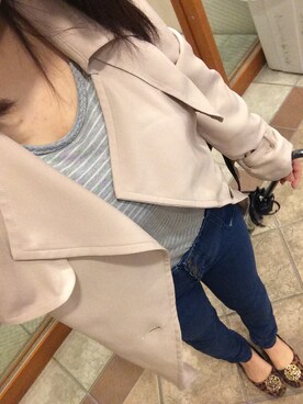 「SPIRALGIRL（スパイラルガール）のアイテム（トレンチコート）」を使った、美奈子さん（レディース・153cm）の春コーディネート
