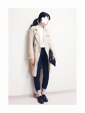 「ウエストイン」｜「アイテム（トレンチコート）」を使った、mayumi+さん（レディース・158cm）の春コーディネート