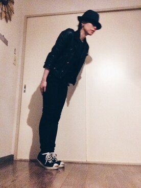 「Lee（リー）のアイテム（ライダースジャケット）」を使った、ら きさん（レディース・159cm）の秋コーディネート