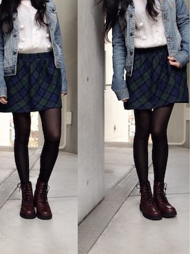 「タータンチェック」｜Culumi さん（レディース・159cm）の冬コーディネート