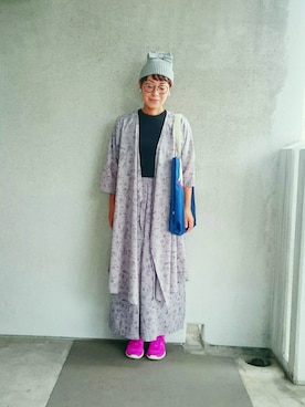 「ベレー帽推奨委員会」｜「アイテム（ニットキャップ/ビーニー）」を使った、福すけさん（レディース・155cm）の夏コーディネート