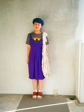 「ベレー帽推奨委員会」｜福すけさん（レディース・155cm）の夏コーディネート