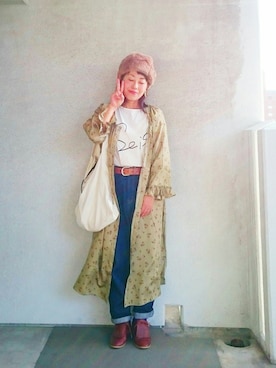 「ベレー帽推奨委員会」｜「アイテム（その他シューズ）」を使った、福すけさん（レディース・155cm）の秋コーディネート