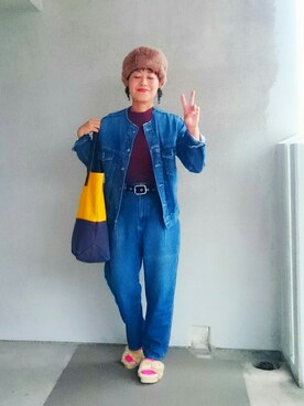 「ベレー帽推奨委員会」｜「アイテム（ニットキャップ/ビーニー）」を使った、福すけさん（レディース・155cm）の秋コーディネート