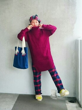 「ベレー帽推奨委員会」｜「アイテム（チュニック）」を使った、福すけさん（レディース・155cm）の秋コーディネート