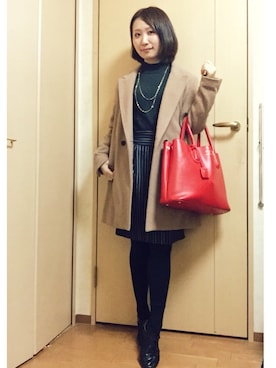 「コクーンスカート」｜「アイテム（チェスターコート）」を使った、SANAMIさん（レディース・151cm）の春コーディネート