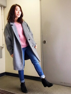 「アイテム（チェスターコート）」を使った、SANAMIさん（レディース・151cm・20代）の冬コーディネート