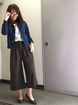 「DIANA」｜「アイテム（デニムジャケット）」を使った、SANAMIさん（レディース・151cm）の春コーディネート