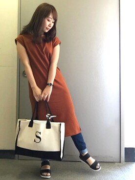 「7月WEAR夏のサンダル祭り」｜「アイテム（ワンピース/ドレス）」を使った、SANAMIさん（レディース・151cm）の夏コーディネート