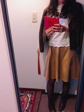 「VIS（ビス）のアイテム（ライダースジャケット）」を使った、★さん（レディース・164cm）の秋コーディネート