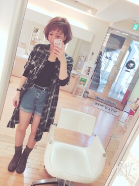 「サロンスタッフ」｜「アイテム（その他アウター）」を使った、かよこ。さん（レディース・168cm）の冬コーディネート