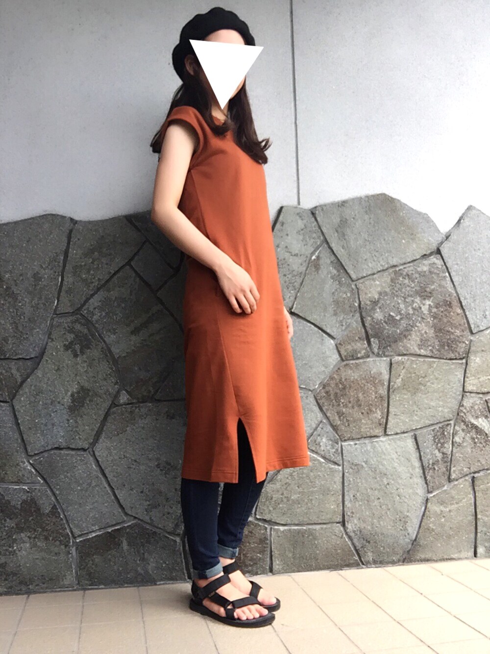 「秋コーデ、シンプルコーデ、休日スタイル、シンプル、プチプラ、autumn、鹿児島」｜「GUのアイテム（ワンピース、オレンジ系）」を使った、s.さん（レディース・156cm）の秋コーディネートの1枚目の写真