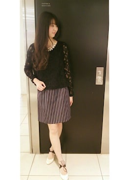 「コクーンスカート」｜「アイテム（アクセサリー）」を使った、pinkさん（レディース・163cm）の冬コーディネート