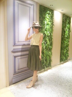 「Paradise Picnic（パラダイスピクニック）のアイテム（帽子）」を使った、pinkさん（レディース・163cm）の夏コーディネート