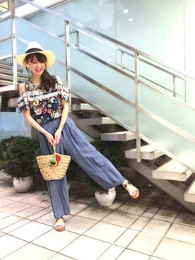 「Paradise Picnic（パラダイスピクニック）のアイテム（帽子）」を使った、pinkさん（レディース・163cm）の春コーディネート