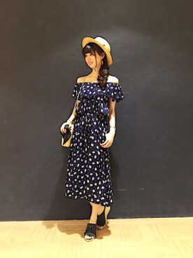 「Paradise Picnic（パラダイスピクニック）のアイテム（つなぎ/オールインワン）」を使った、pinkさん（レディース・163cm）の夏コーディネート
