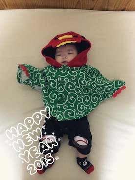 「アイテム（ロンパース、ブラック系）」を使った、meirintan☆☆さん（キッズ・60cm）の冬コーディネート