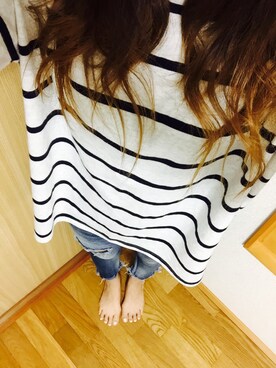 「Ungrid（アングリッド）のフレイドヘムストスリ（デニムパンツ）」を使った、Chiiさん（レディース・164cm）の春コーディネート