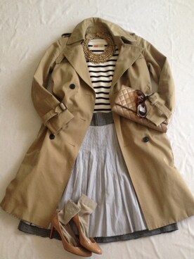 「DRESSTERIOR（ドレステリア）のアイテム（トレンチコート）」を使った、えくりさん（レディース・164cm）の春コーディネート