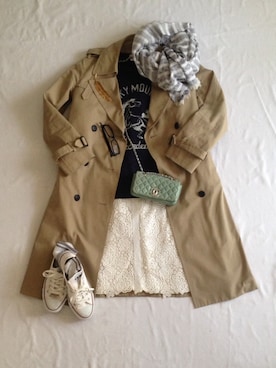 「DRESSTERIOR（ドレステリア）のアイテム（トレンチコート）」を使った、えくりさん（レディース・164cm）の春コーディネート