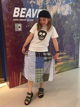 「SHAKA」｜「アイテム（ハンチング/ベレー帽）」を使った、リナリナ～さん（レディース・158cm）の夏コーディネート