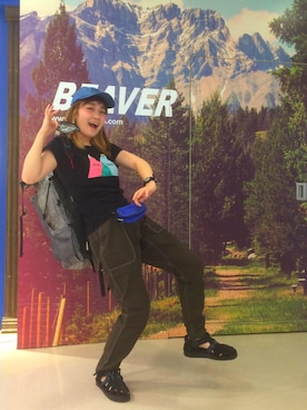 「and wander（アンドワンダー）のアイテム（パンツ）」を使った、リナリナ～さん（レディース・158cm）の夏コーディネート