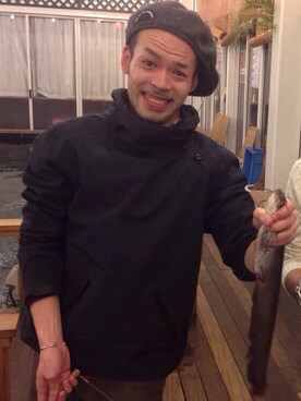 「ナイロンパーカー」｜「アイテム（ハンチング/ベレー帽）」を使った、OPさん（メンズ・168cm）の秋コーディネート