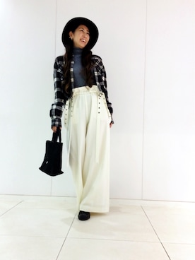 「AULA（アウラ）のアイテム（帽子）」を使った、kazuyoさん（レディース・165cm）の秋コーディネート