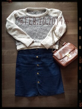 「ニット（ニット/セーター、ホワイト系）」を使った、meltyさん（レディース・160cm）の冬コーディネート