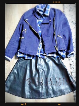 「ZARA（ザラ）のZARAライダース（ライダースジャケット、パープル系）」を使った、meltyさん（レディース・160cm）の冬コーディネート