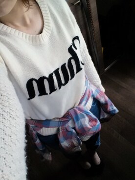 「INGNI（イング）のCHUM/ニット（ニット/セーター、ホワイト系）」を使った、meltyさん（レディース・160cm）の春コーディネート