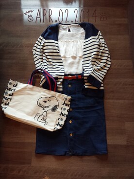 「Chico（チコ）の前開きデニムタイトSK（デニムスカート、ブルー系）」を使った、meltyさん（レディース・160cm）の春コーディネート