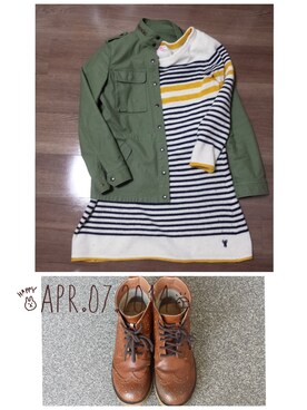 「Spick & Span（スピックアンドスパン）のミリタリージャケット（ミリタリージャケット、グリーン系）」を使った、meltyさん（レディース・160cm）の春コーディネート