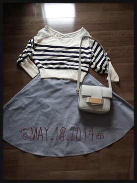 「SNIDEL（スナイデル）のチュールドットコンビプルオーバー（ニット/セーター、ホワイト系）」を使った、meltyさん（レディース・160cm）の春コーディネート