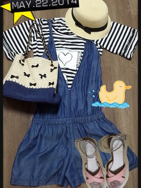 「ROPE' PICNIC（ロペピクニック）のサンダル（サンダル、ピンク系）」を使った、meltyさん（レディース・160cm）の春コーディネート