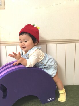 「りんご帽子」｜ちふさん（キッズ・70cm）の秋コーディネート