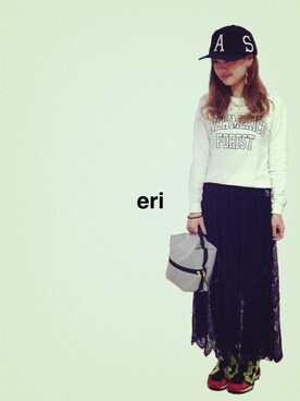「Another Edition（アナザーエディション）のアイテム（スウェット、ホワイト系）」を使った、erikoさん（レディース）の春コーディネート