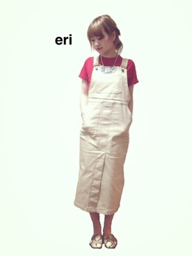 「NIKE（ナイキ）のアイテム（Tシャツ/カットソー、レッド系）」を使った、erikoさん（レディース）の春コーディネート