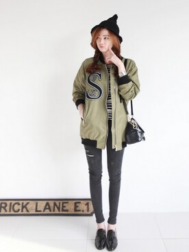 「レタリング」｜NIPONJJUYAさん（レディース・165cm）の春コーディネート