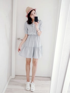 「アイテム（ハット、ピンク系）」を使った、NIPONJJUYAさん（レディース・165cm）の春コーディネート