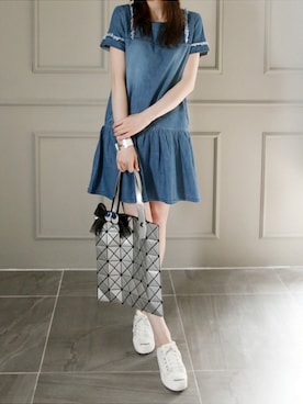 「部屋撮り」｜「アイテム（ワンピース/ドレス）」を使った、NIPONJJUYAさん（レディース・165cm）の夏コーディネート