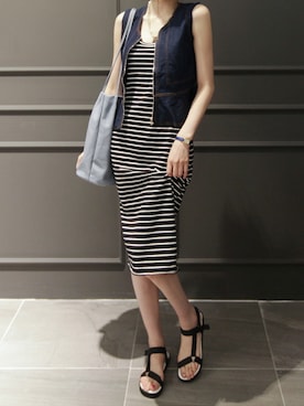 「ブレスレット」｜「アイテム（ワンピース/ドレス）」を使った、NIPONJJUYAさん（レディース・165cm）の夏コーディネート