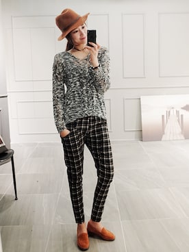 「透かし編みニット」｜NIPONJJUYAさん（レディース・165cm）の夏コーディネート