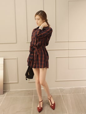 「アイテム（ワンピース/ドレス、レッド系）」を使った、NIPONJJUYAさん（レディース・165cm）の夏コーディネート