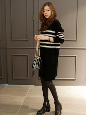「 ボーダー柄」｜NIPONJJUYAさん（レディース・165cm）の秋コーディネート